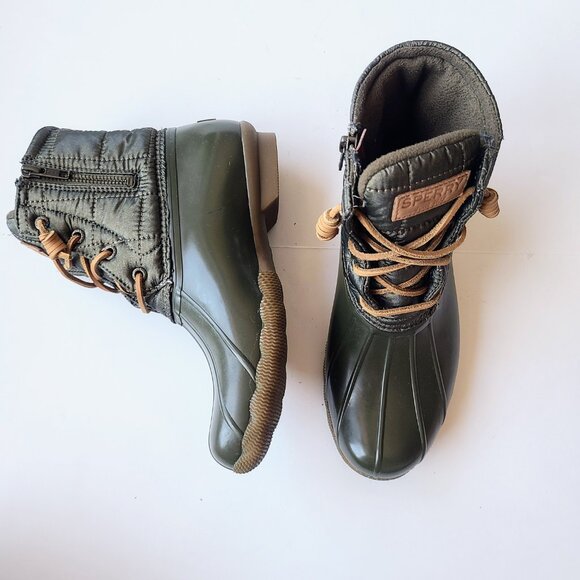 Sperry Green Quilted Nylon Saltwater Women's Duckboots Size 7M - Picture 5 of 13
